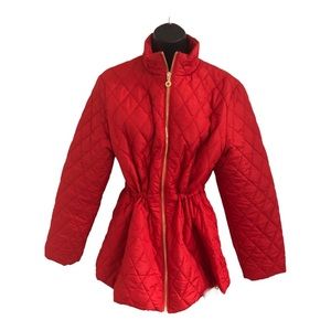Andrew Marc red quilted adjustable waist puffer puffy jacket size small new